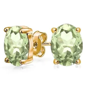 1.00 CT GREEN AMETHYST 10KT SOLID GOLD EARRINGS STUD