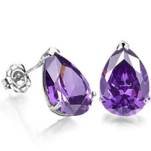 1.32 CT AMETHYST 10KT SOLID GOLD EARRINGS STUD