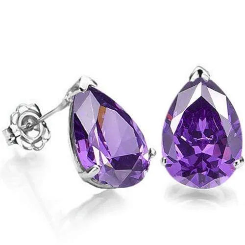 1.32 CT AMETHYST 10KT SOLID GOLD EARRINGS STUD