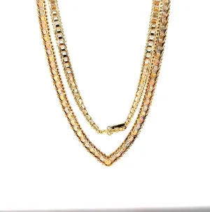 14K Tri Tone Pattern Link Fashion Necklace