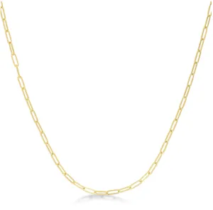 14k Yellow Gold Paperclip Link Chain Necklace 18" 2mm