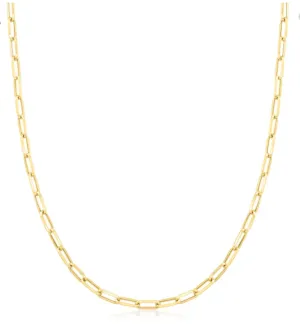 14k Yellow Gold Paperclip Link Chain Necklace 18" 3mm