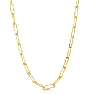 14k Yellow Gold Paperclip Link Chain Necklace 20" 4mm