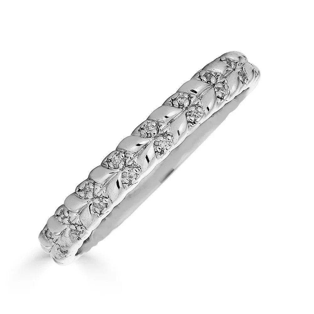 14KT 0.10CTW ROUND DIAMOND CHEVRON FASHION RING