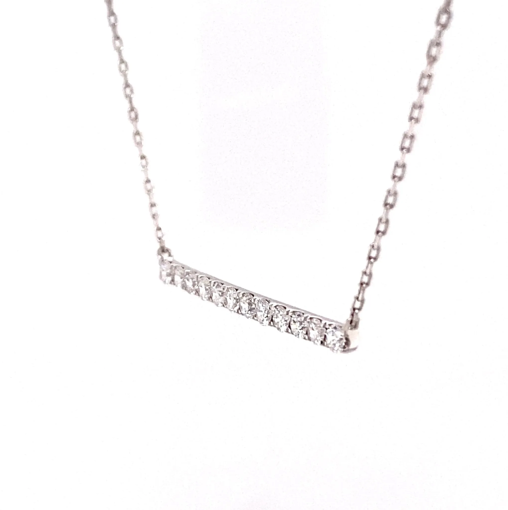 14KW Diamond Sideways Bar Fashion Necklace