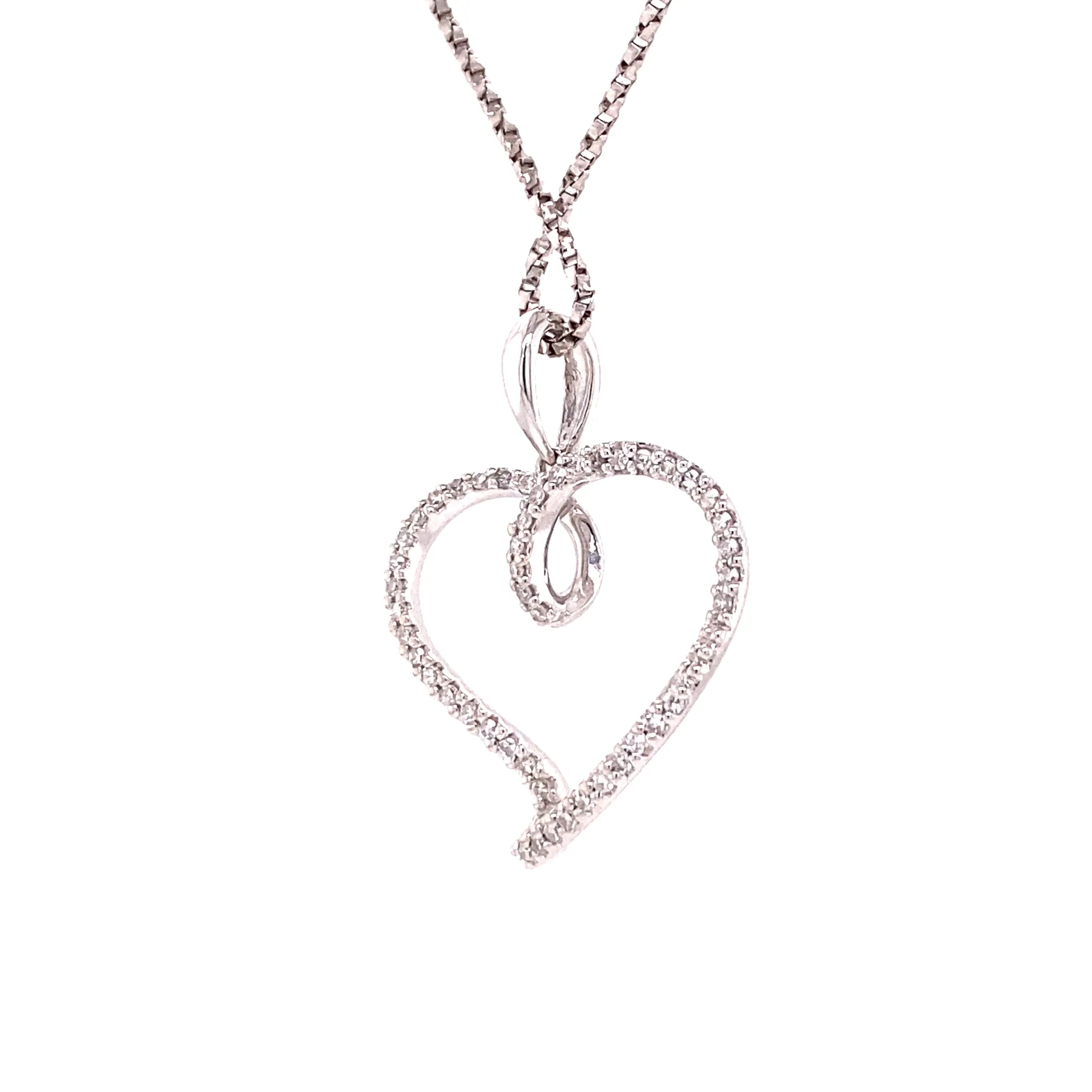 14KW Free Form Diamond Heart Fashion Pendant