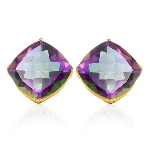 1.76 CT MYSTIC GEMSTONE 10KT SOLID GOLD EARRINGS STUD