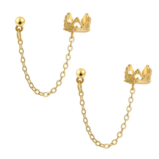 17KM Gold Leaves Ear Cuff Black Non-Piercing Ear Clips / Fake Cartilage Earrings Clip Earrings For Women/Men