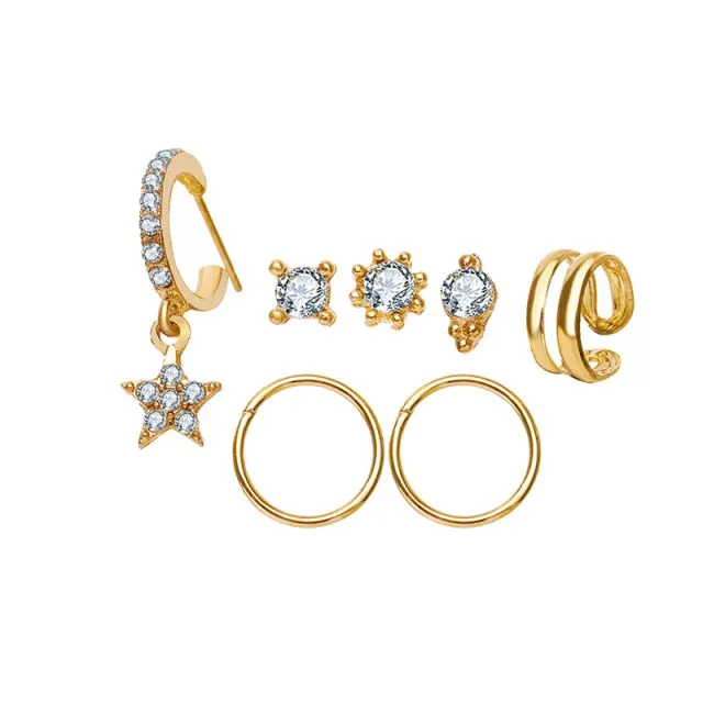 17KM Gold Leaves Ear Cuff Black Non-Piercing Ear Clips / Fake Cartilage Earrings Clip Earrings For Women/Men
