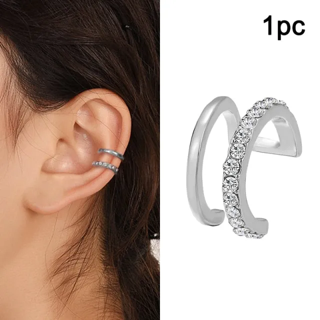 17KM Gold Leaves Ear Cuff Black Non-Piercing Ear Clips / Fake Cartilage Earrings Clip Earrings For Women/Men