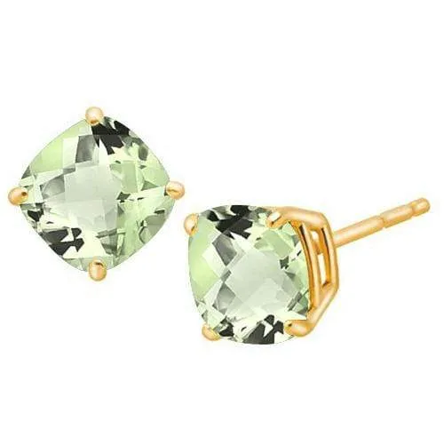 1.80 CT GREEN AMETHYST 10KT SOLID GOLD EARRINGS STUD