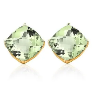 1.80 CT GREEN AMETHYST 10KT SOLID GOLD EARRINGS STUD