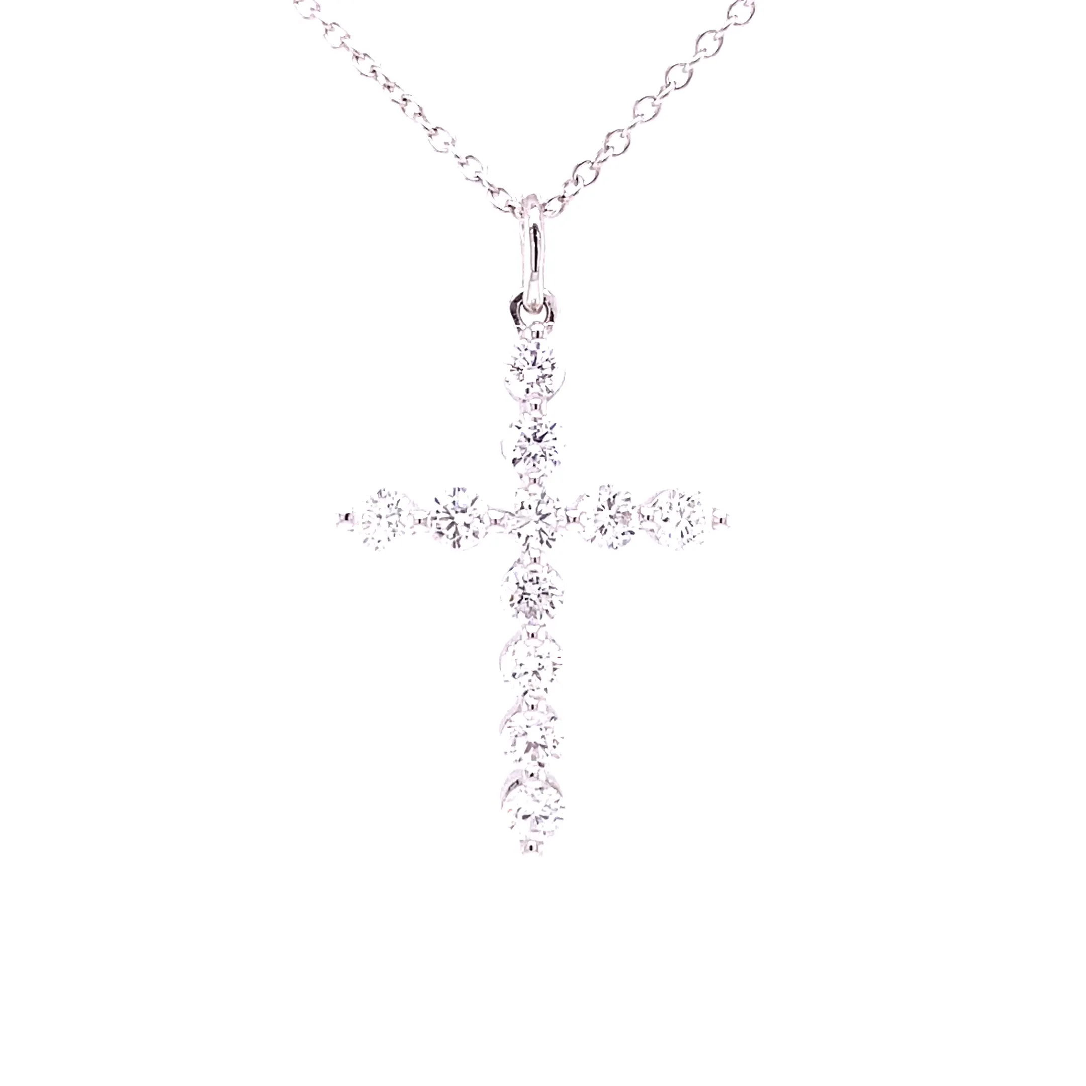 18KW Round White Diamond Fashion Cross
