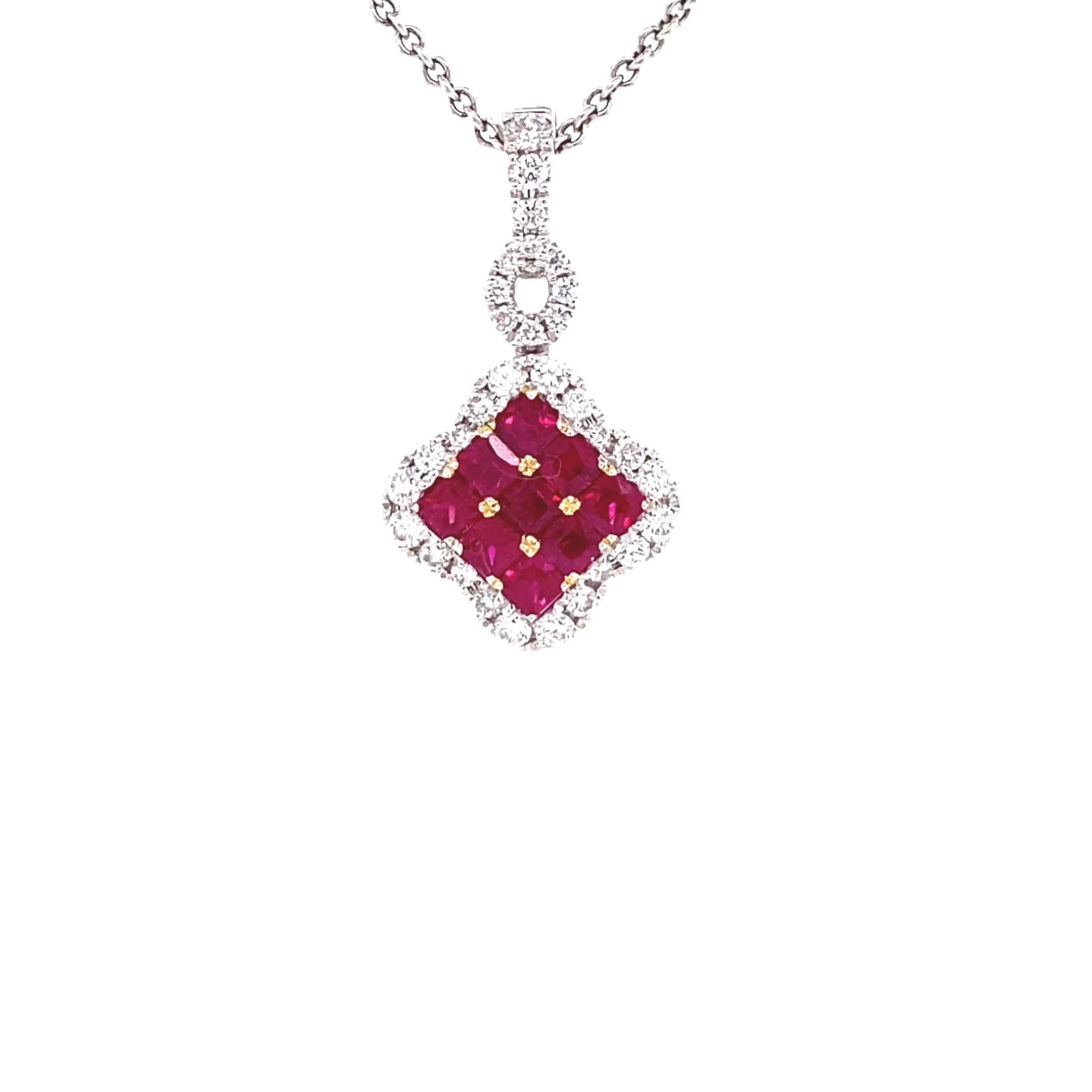 18KW Ruby And Diamond Fashion Pendant