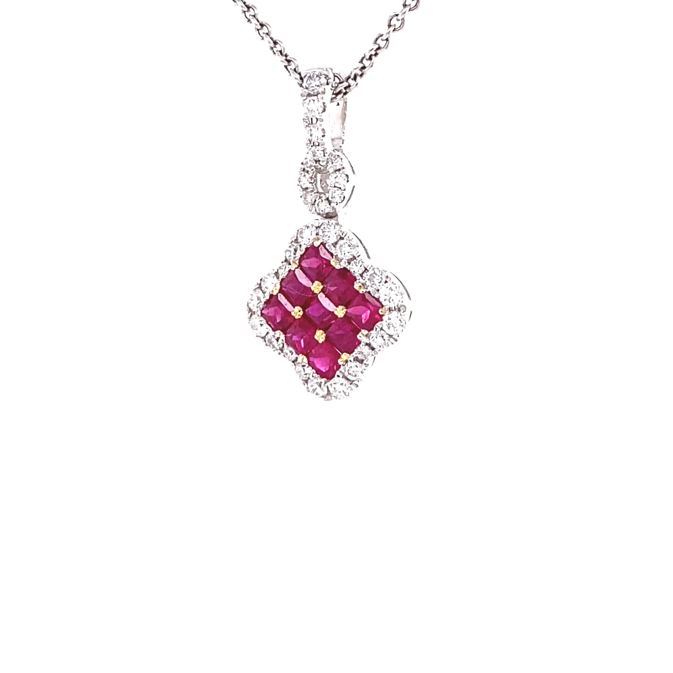 18KW Ruby And Diamond Fashion Pendant