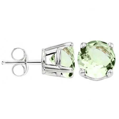 4/5 CT GREEN AMETHYST 10KT SOLID GOLD EARRINGS STUD