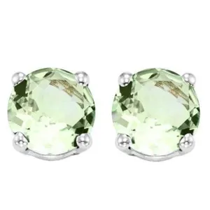 4/5 CT GREEN AMETHYST 10KT SOLID GOLD EARRINGS STUD