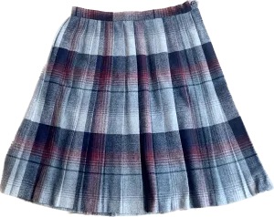 70s JCPenney Wine Red Plaid Wool Skirt     w29