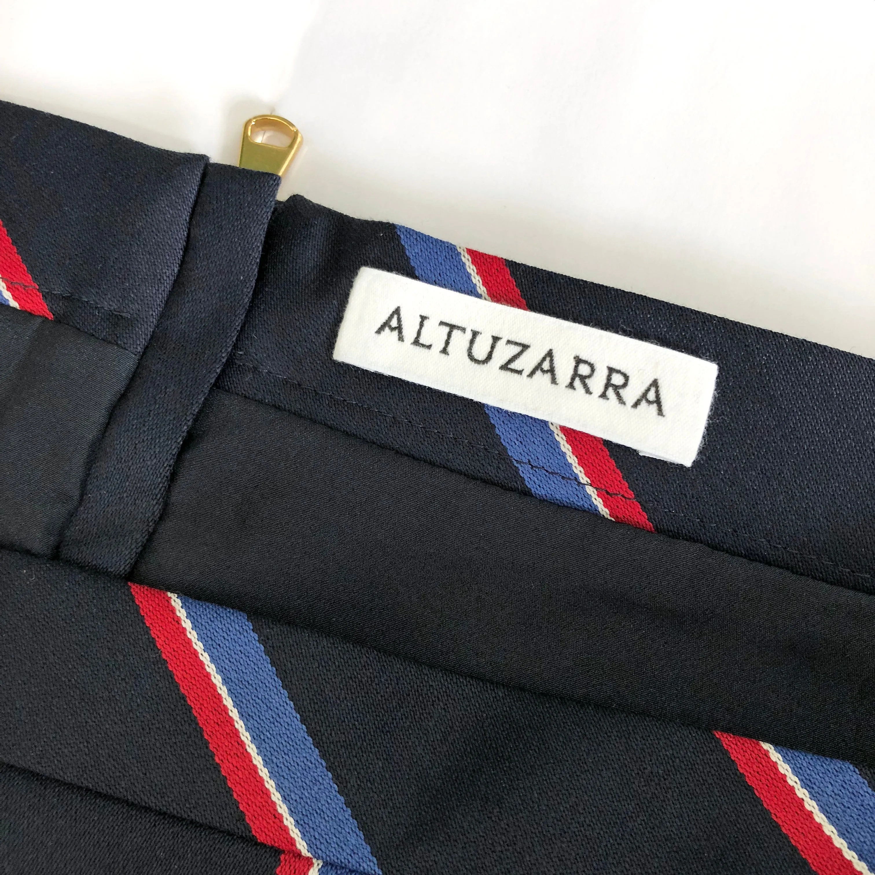 Altuzarra Monroe Navy and Red Striped Wool Pencil Skirt - 12