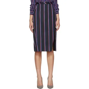 Altuzarra Monroe Navy and Red Striped Wool Pencil Skirt - 12