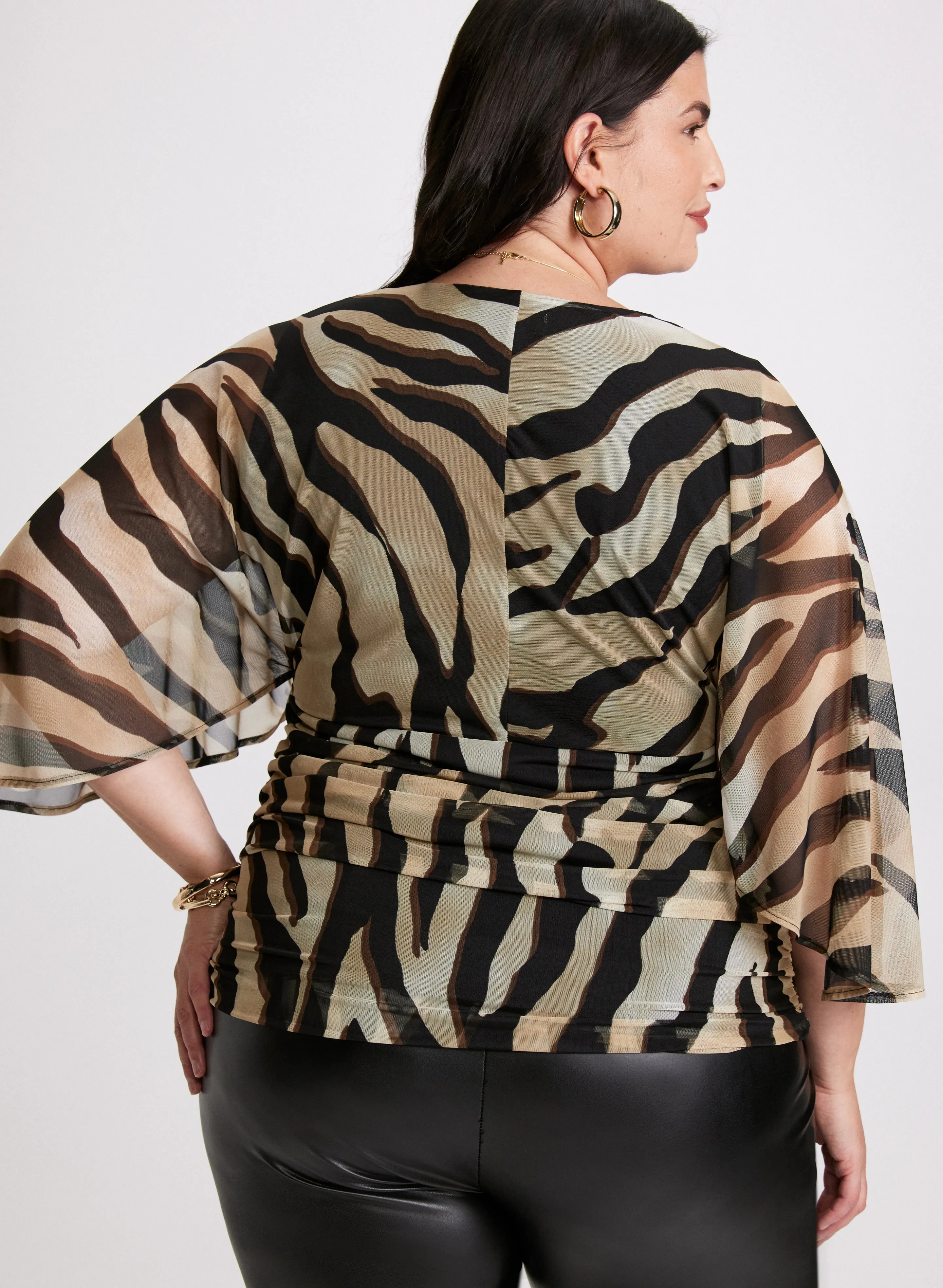 Animal Print Ruched Waist Top