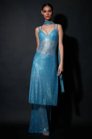 Aquamarine Net Kurta Set