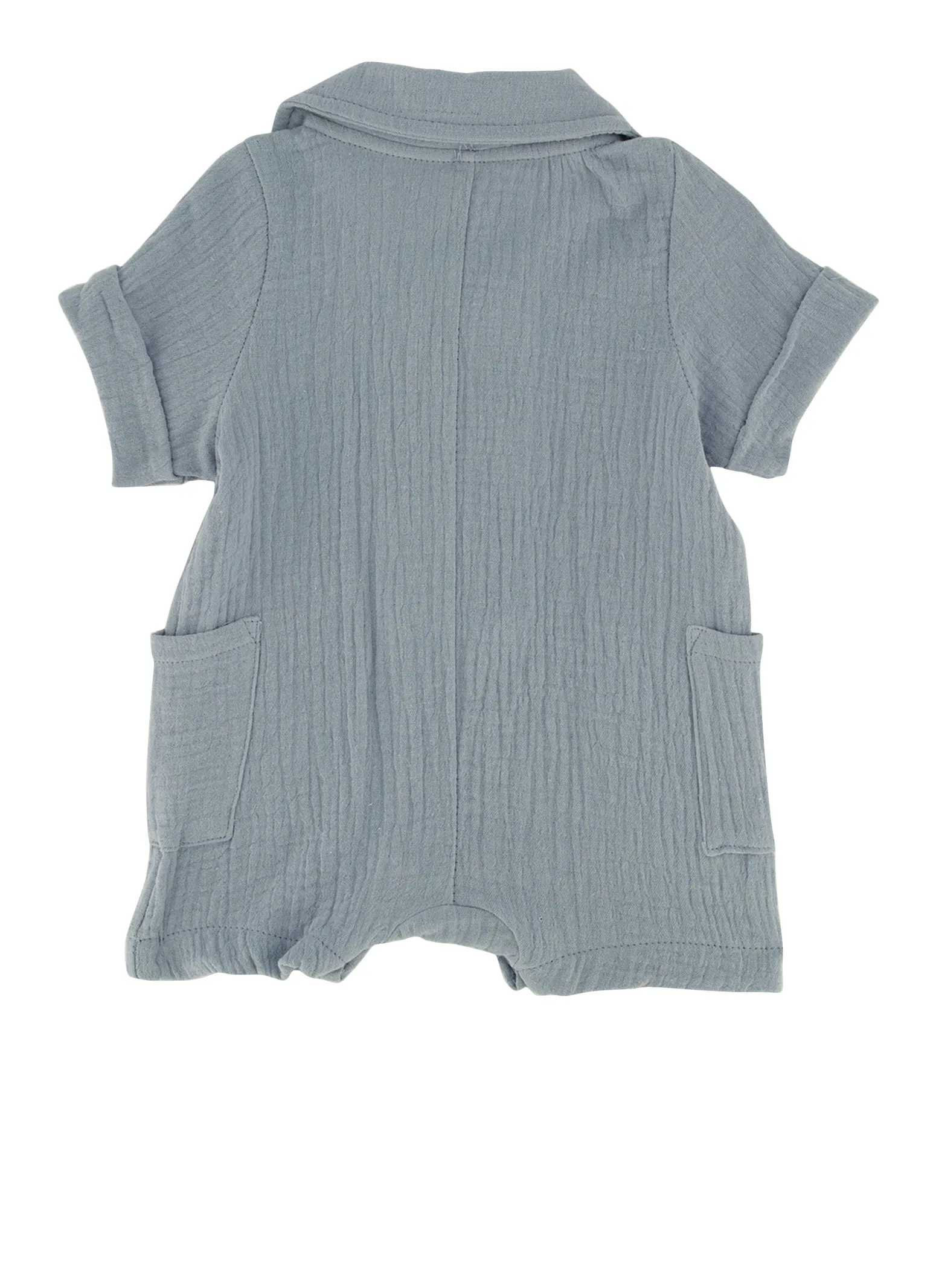Baby Boys 0-9M Gauze Knit Pocket Romper and Bucket Hat