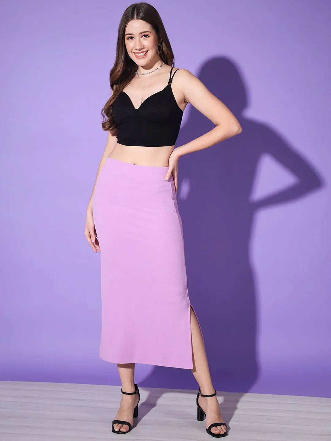 Below Knee Slit Women Pencil Skirt-3132-3137