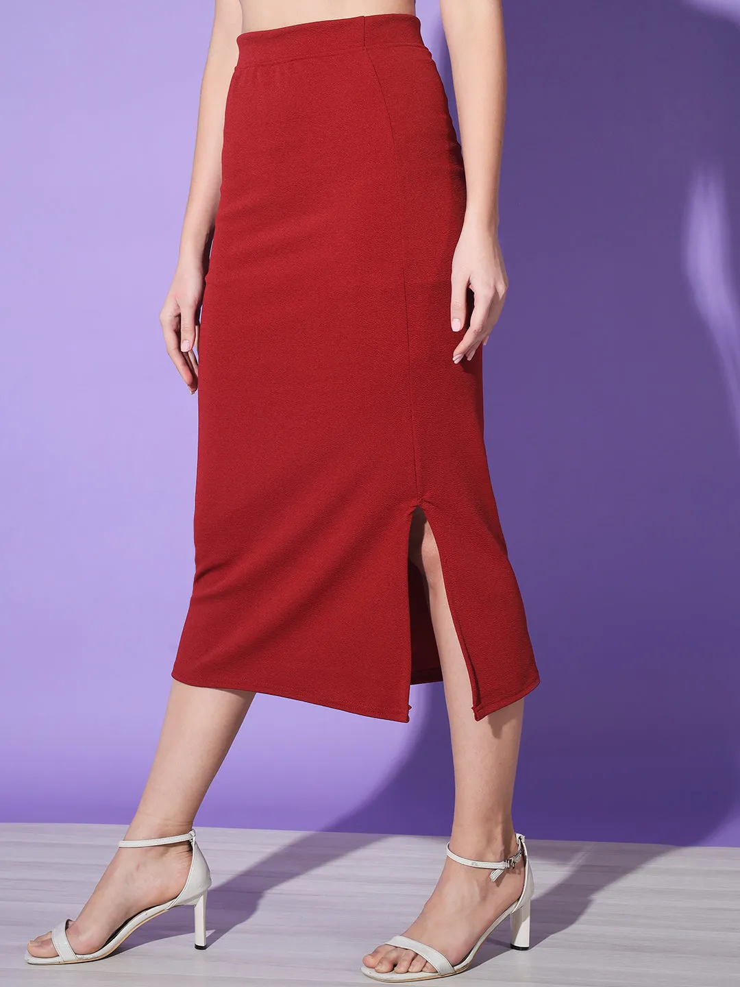 Below Knee Slit Women Pencil Skirt-3132-3137