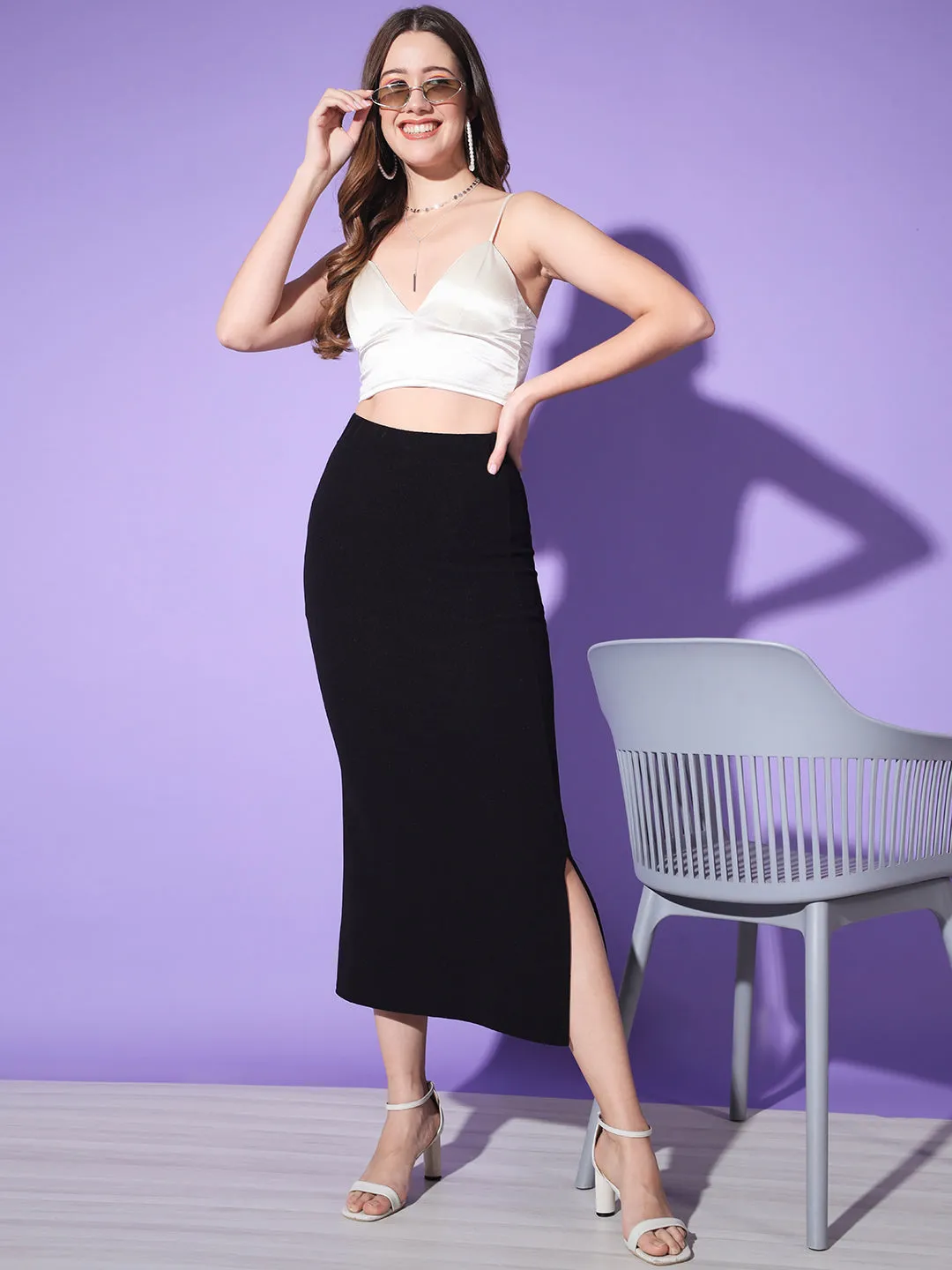 Below Knee Slit Women Pencil Skirt-3132-3137