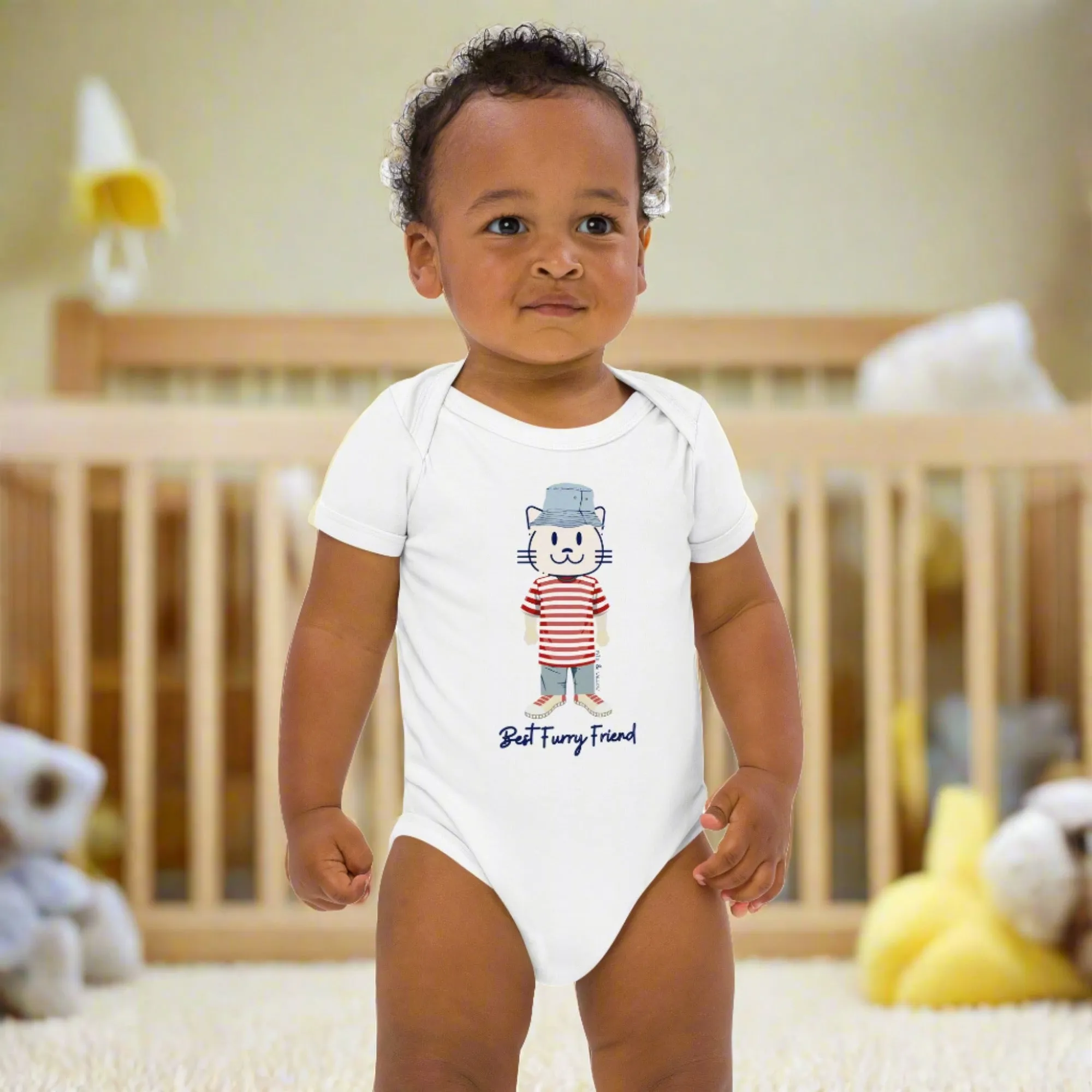 BFF, Cat themed organic newborn bodysuit