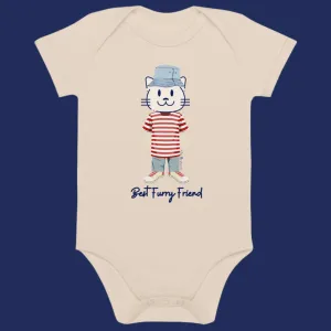 BFF, Cat themed organic newborn bodysuit