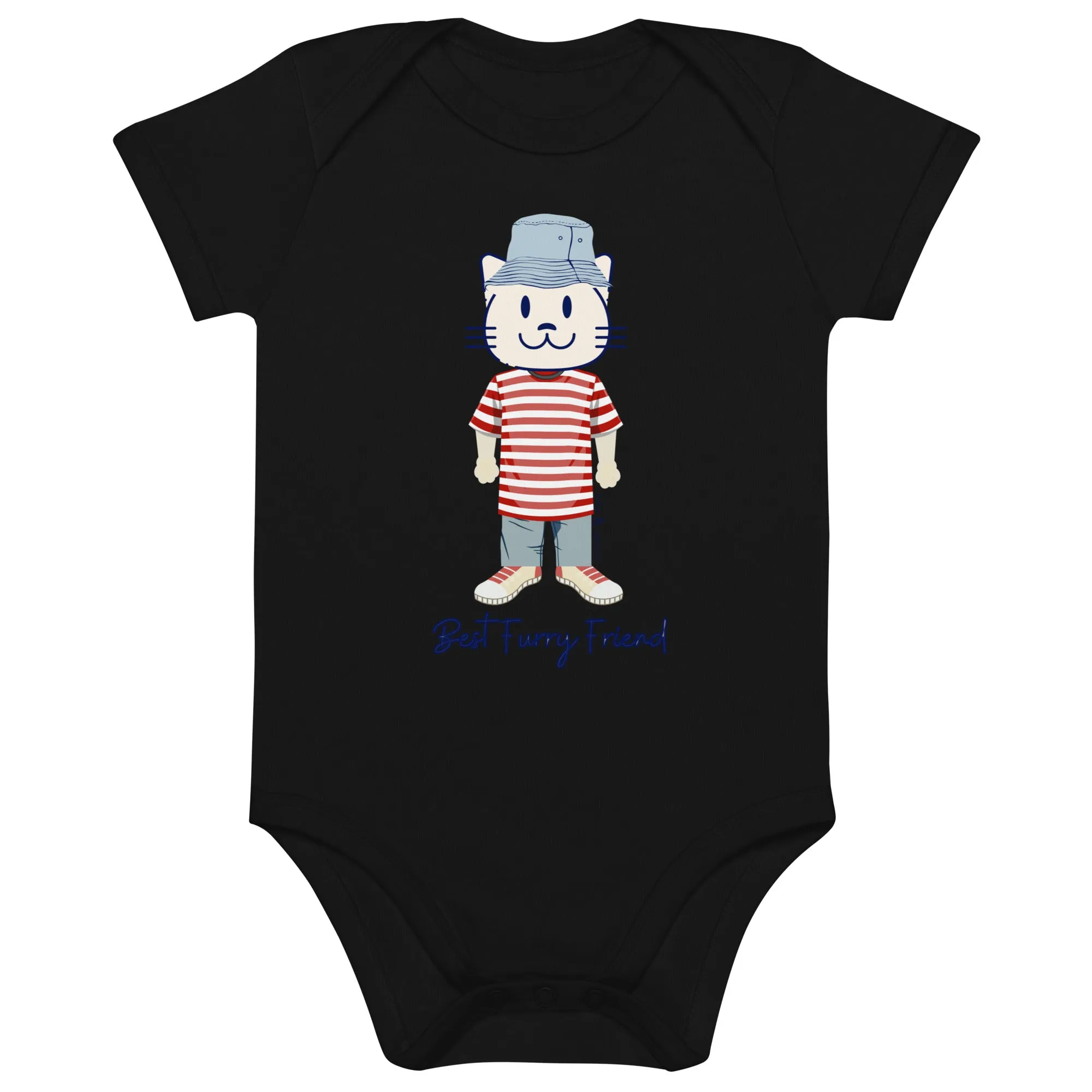 BFF, Cat themed organic newborn bodysuit