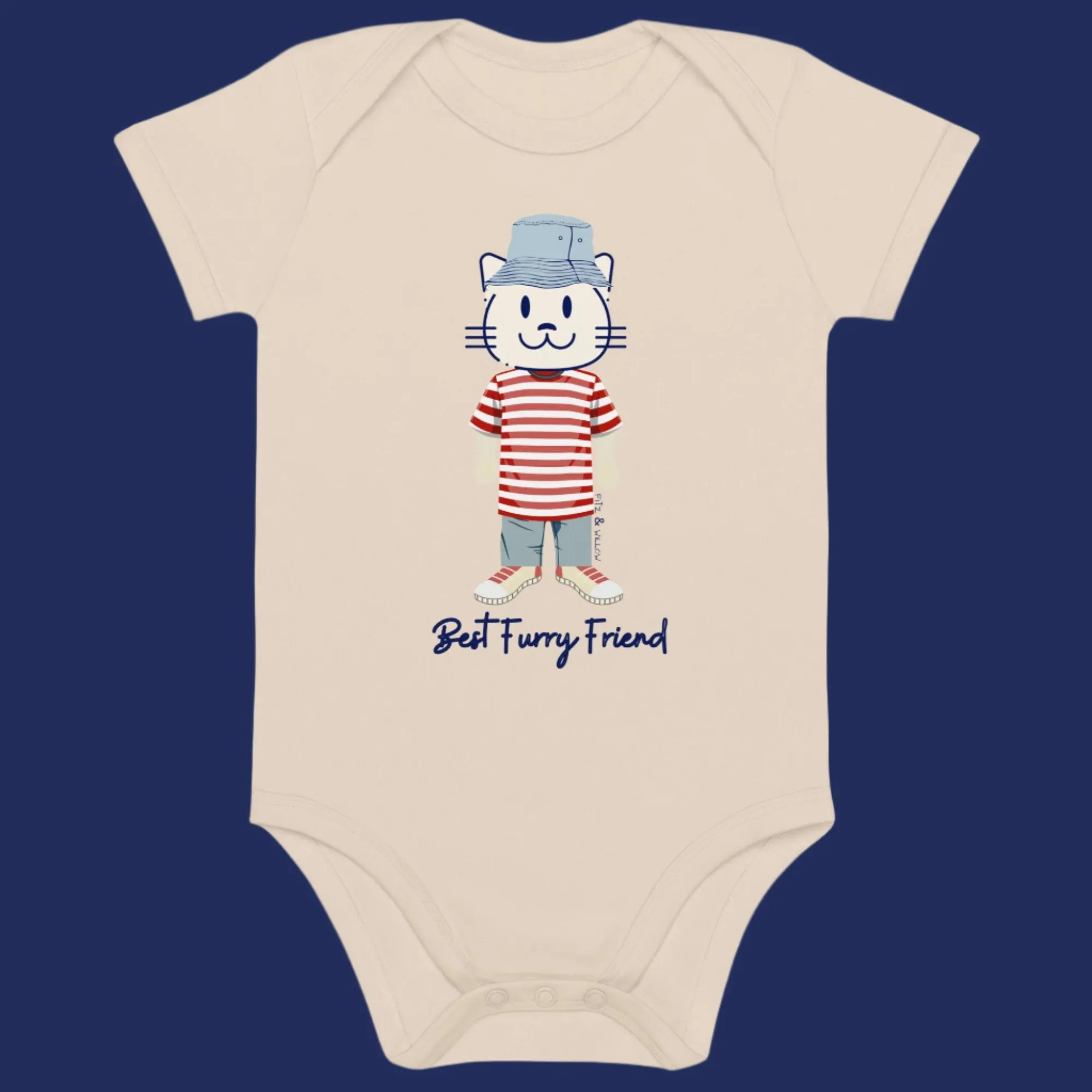 BFF, Cat themed organic newborn bodysuit
