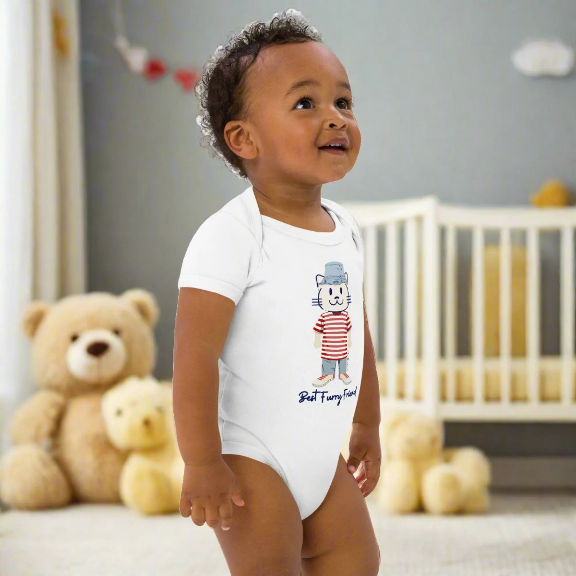 BFF, Cat themed organic newborn bodysuit