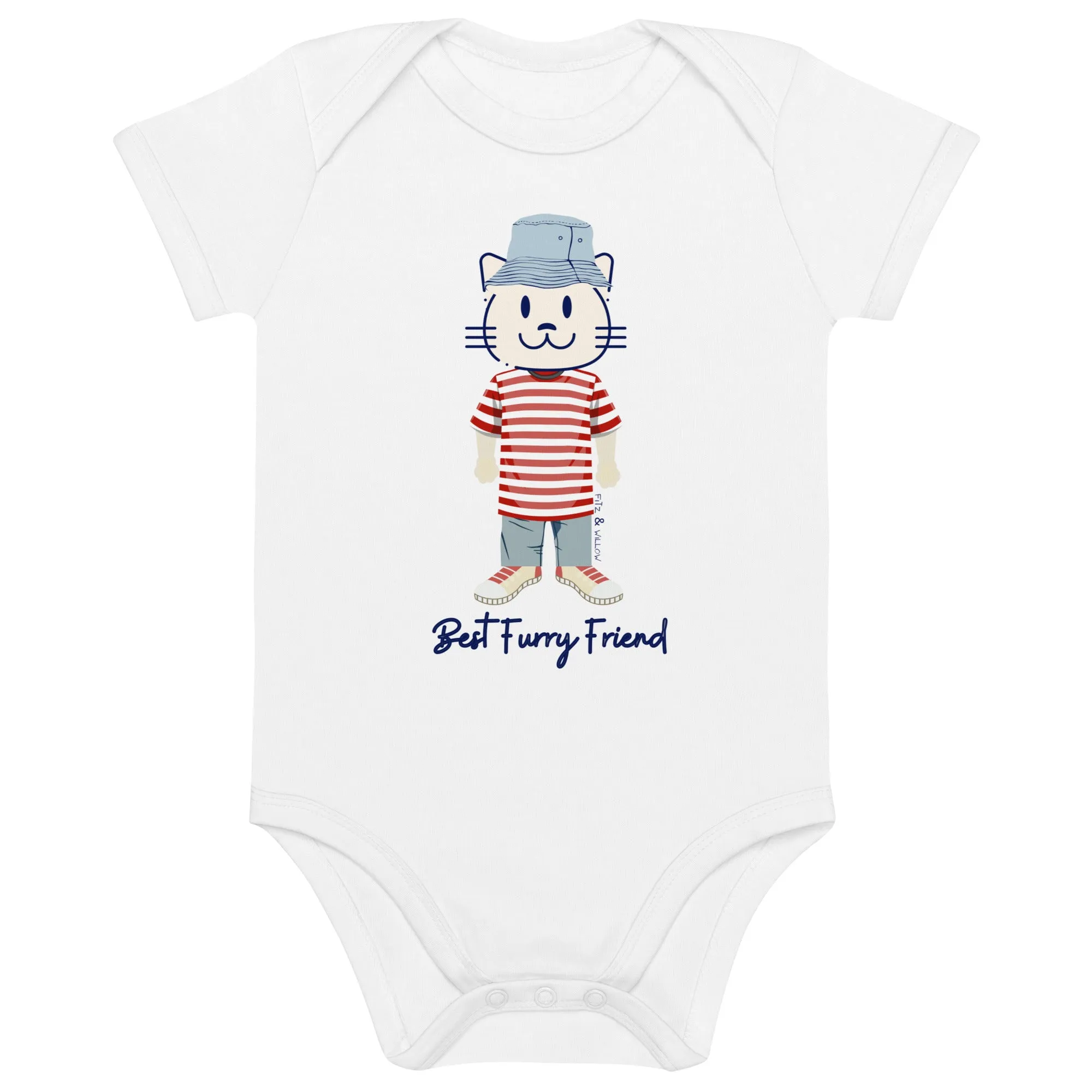 BFF, Cat themed organic newborn bodysuit
