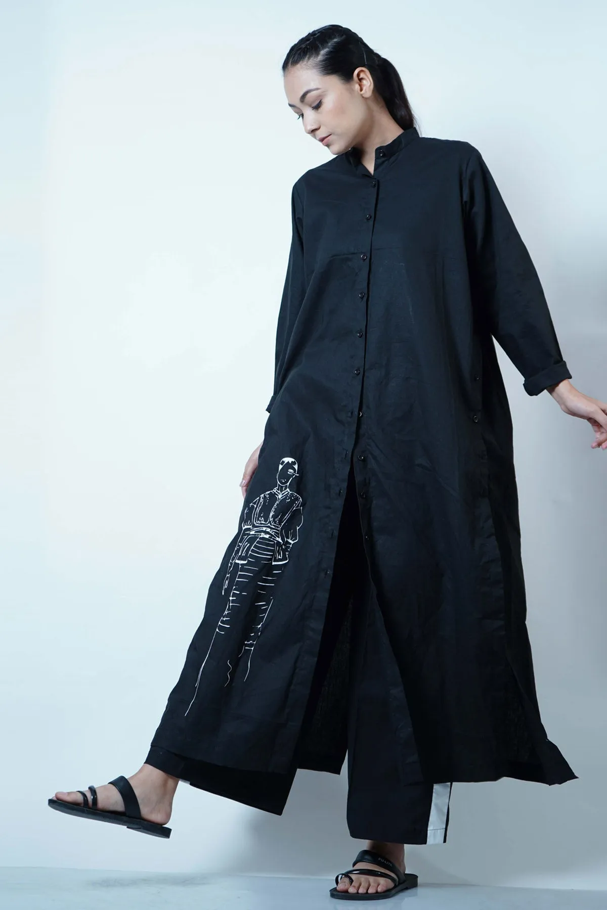 Black Shirt Style Tunic Set