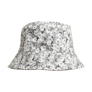 Bøllehat med blomster prints. Vendbar hat. Grå, sort og hvid. Polyester. UpdateCPH