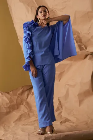 Blue Waffle Crepe Co-ord Set