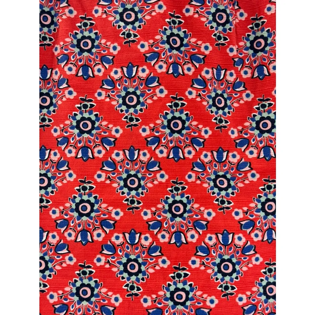 BODEN Women's Red/Blue Pop Floral Bouquet Print Knee Length Pencil Skirt SZ 10R