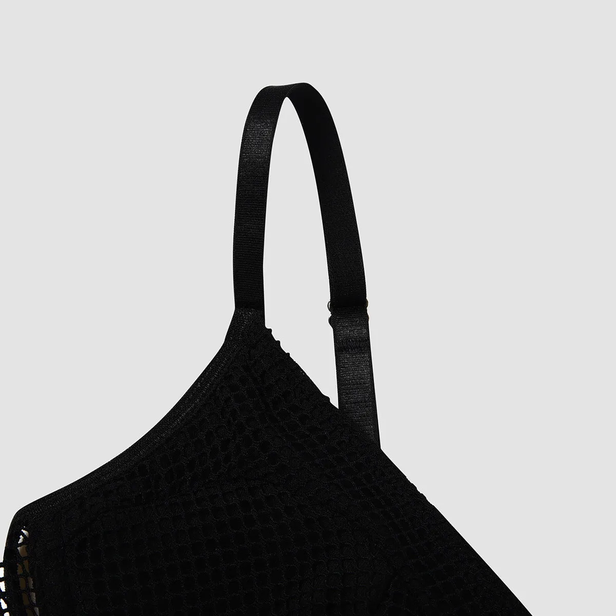 Body-Hugging, Breathable Lace Bodysuit with Grid Pattern and Openwork