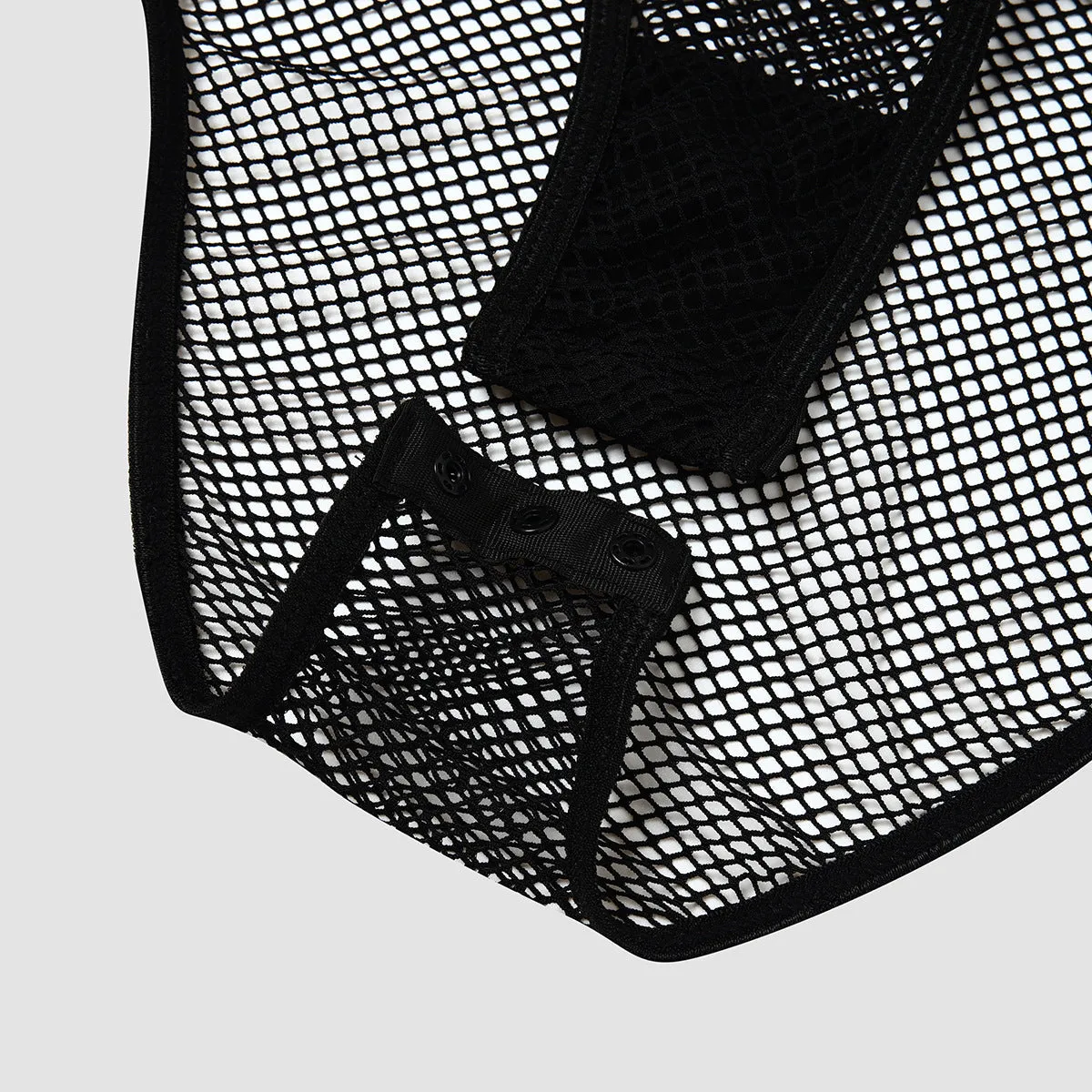 Body-Hugging, Breathable Lace Bodysuit with Grid Pattern and Openwork