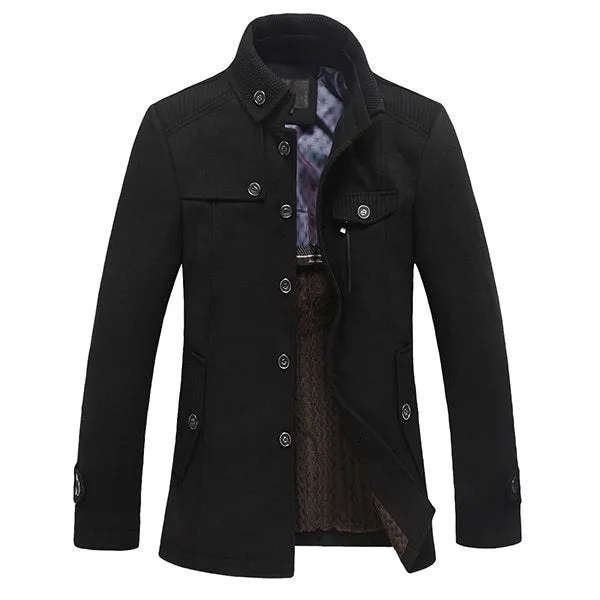 Casual Multi Pockets Thicken Woolen Jackets