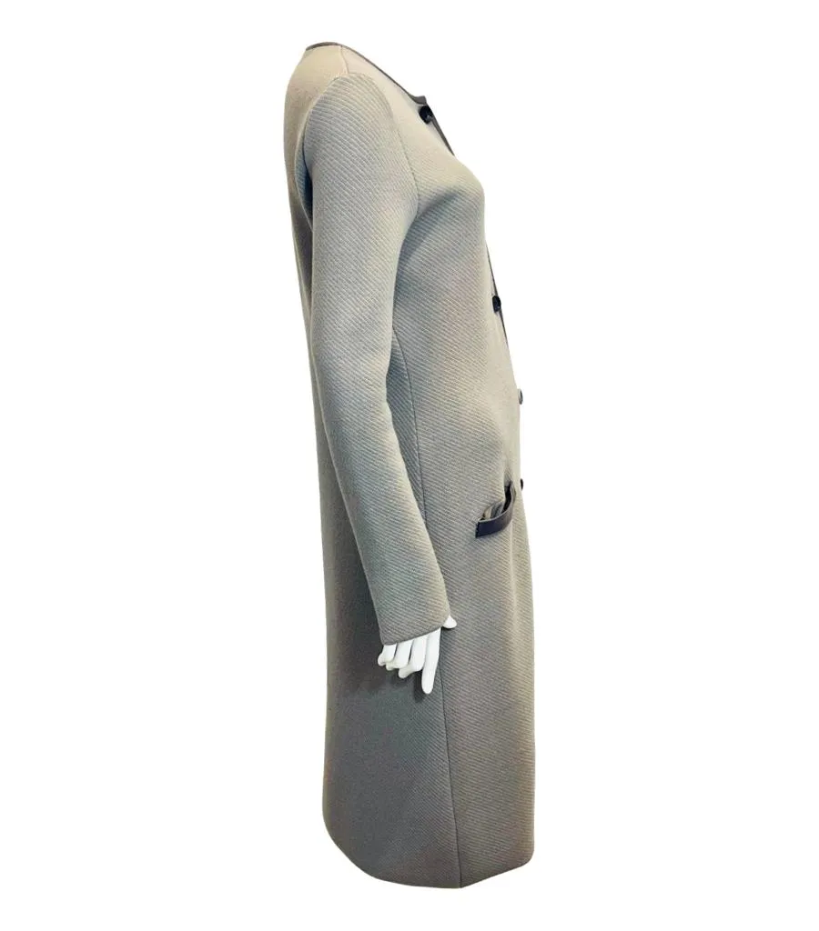 Christian Dior Wool Coat/Cardigan With Leather Trim. Size 38FR