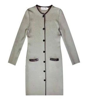 Christian Dior Wool Coat/Cardigan With Leather Trim. Size 38FR