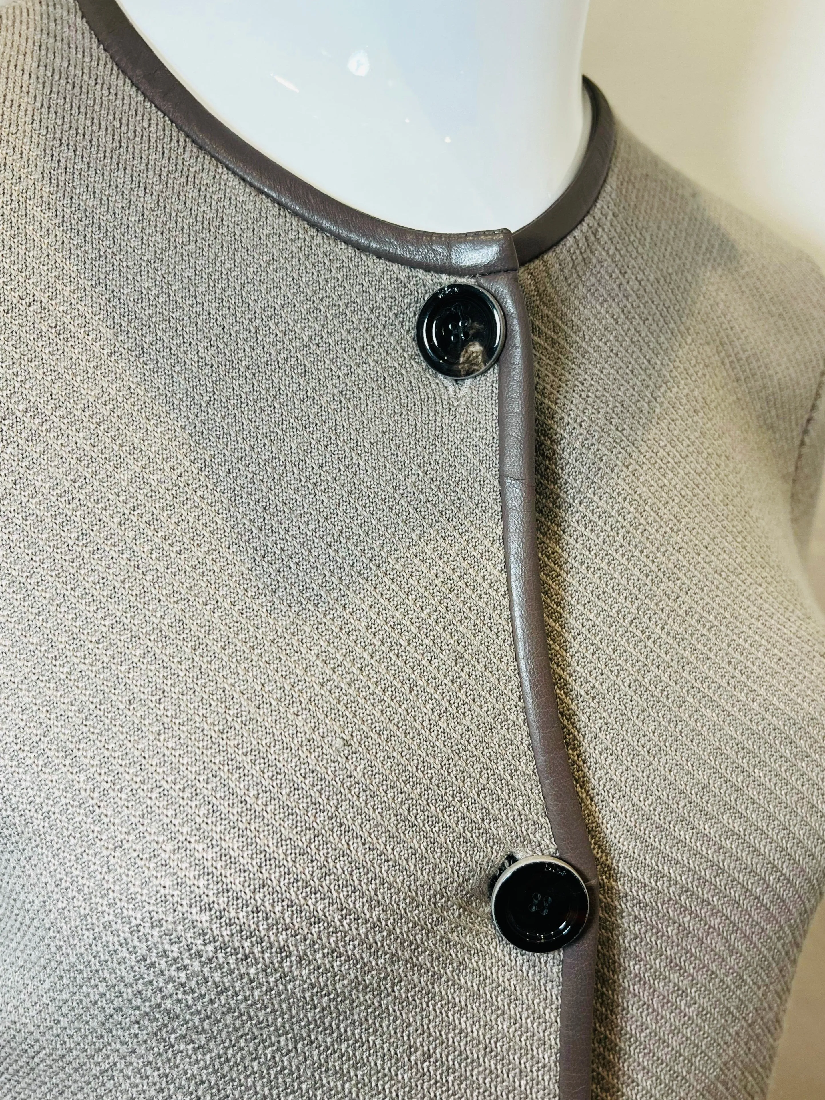 Christian Dior Wool Coat/Cardigan With Leather Trim. Size 38FR