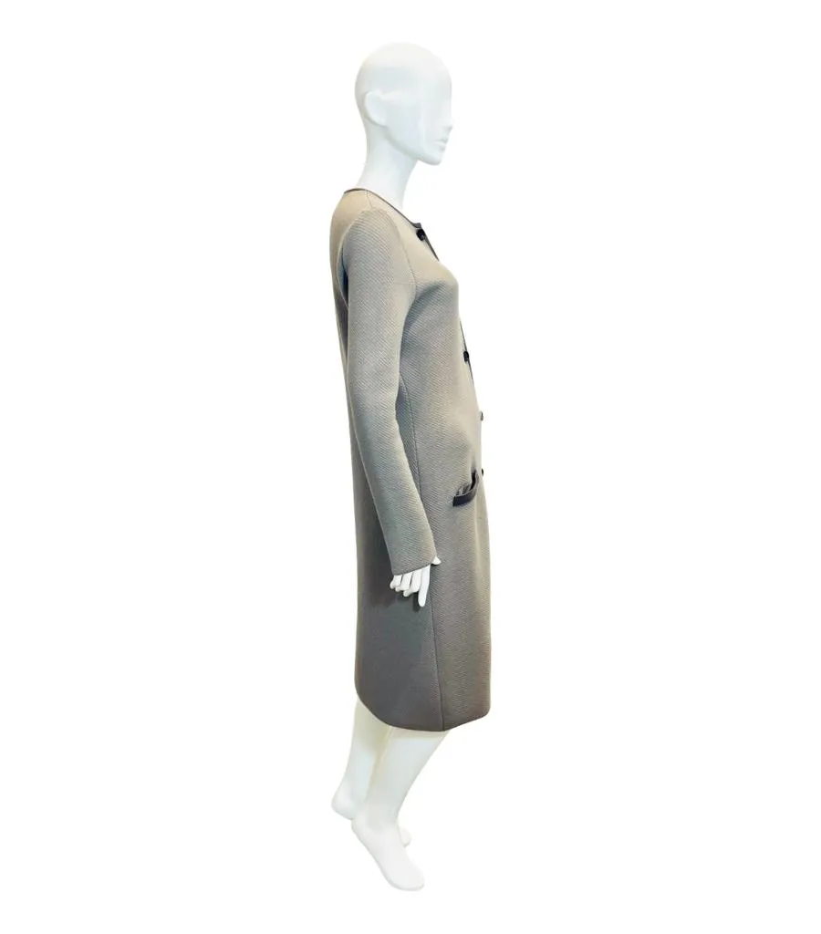 Christian Dior Wool Coat/Cardigan With Leather Trim. Size 38FR