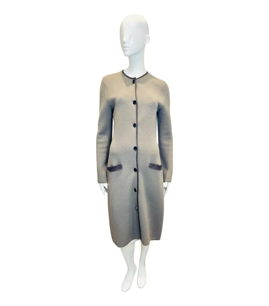 Christian Dior Wool Coat/Cardigan With Leather Trim. Size 38FR