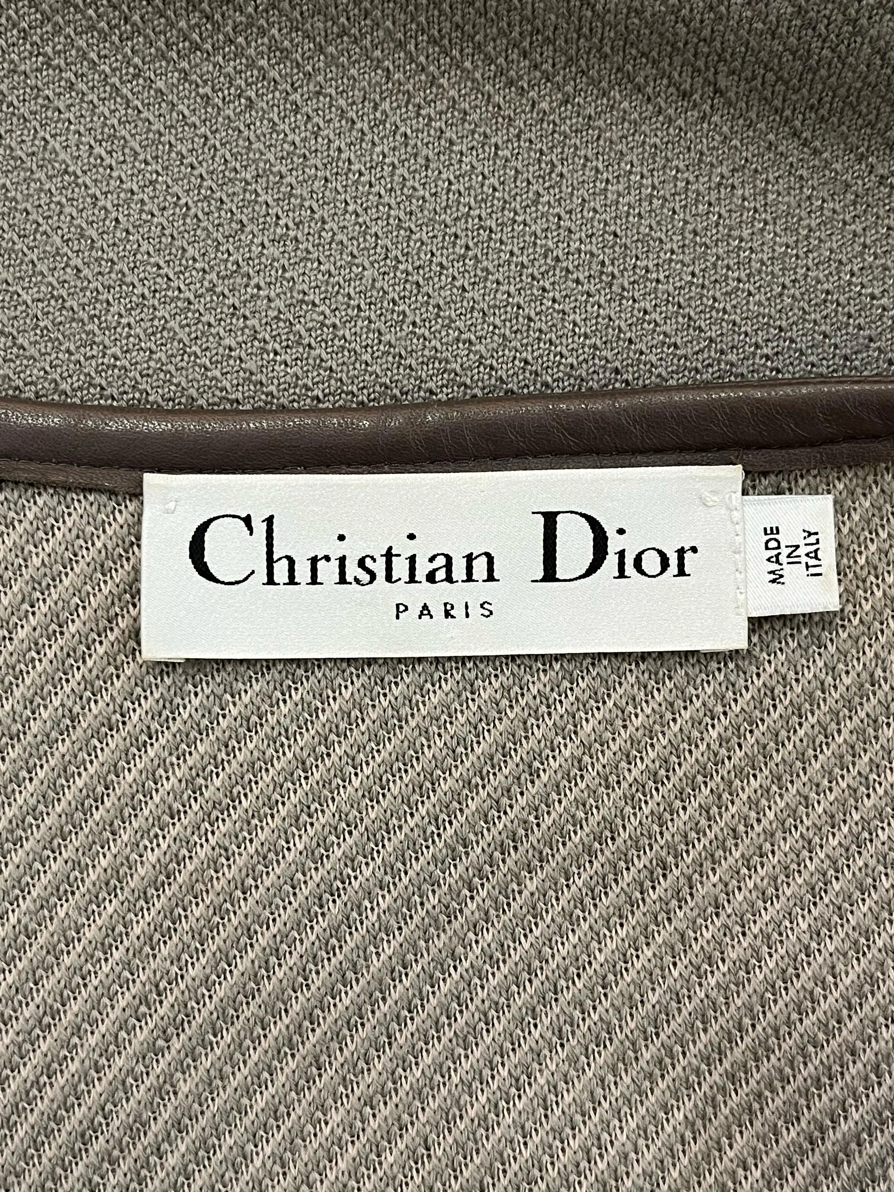 Christian Dior Wool Coat/Cardigan With Leather Trim. Size 38FR