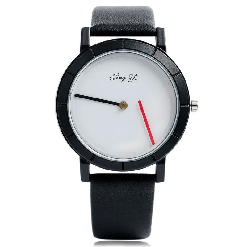 Cool Round Dial Leather Strap Wrist Watch Unique Fashion Hot Special Design White Dial Women Men Band Modern Creative Gift